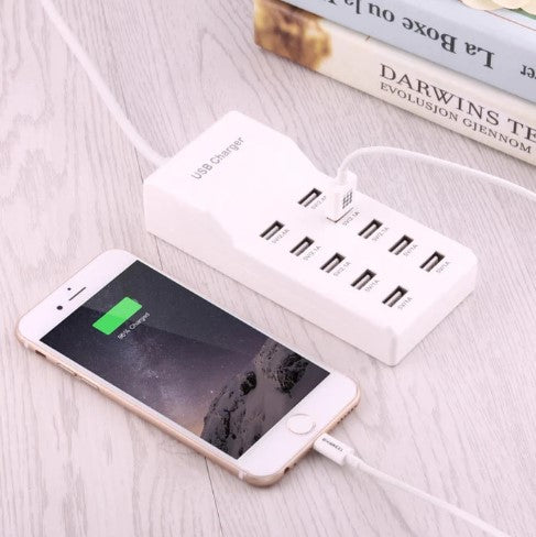 Estación de Carga Inteligente de 10 Puertos USB | Potencia y Organización en un Solo Lugar